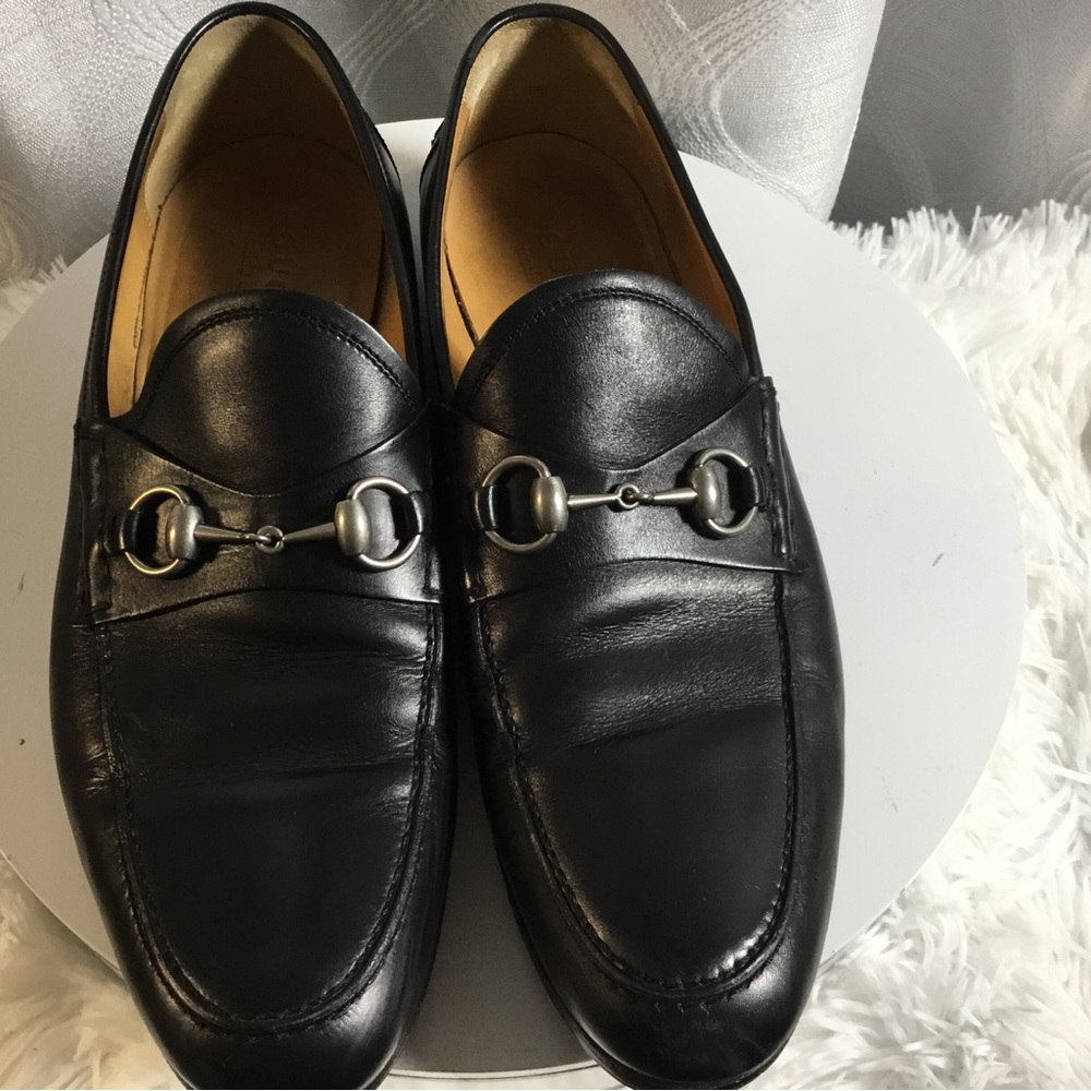 Gucci Jordana Men's Black Leather Bit Loafers